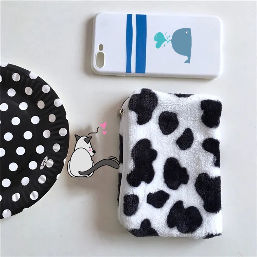 Túi đựng tai nghe mini họa tiết bò sữa dễ thương