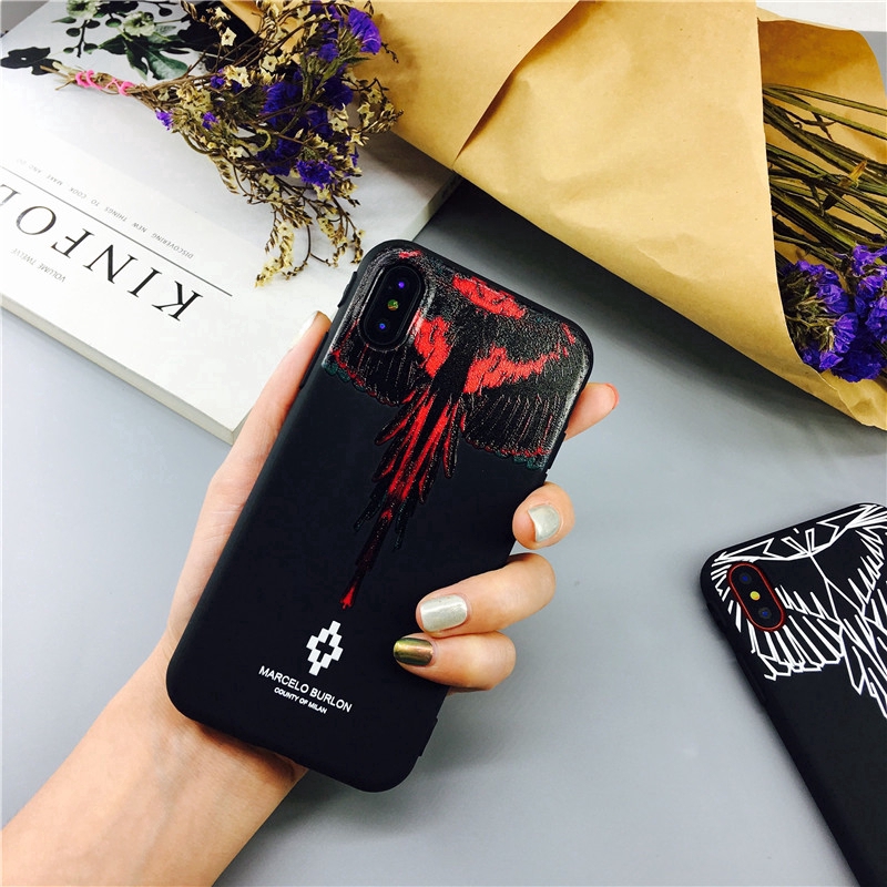 Ốp điện thoại MARCELO BURLON TPU mềm hình đôi cánh thời trang thích hợp cho Iphone 8