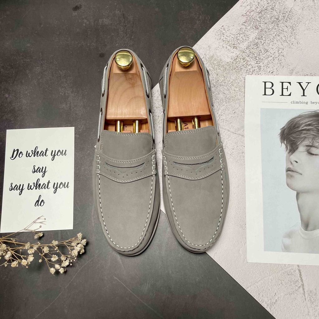 Giày lười nam Slip on nam da lộn Manlio Legat màu xanh G2441-GG