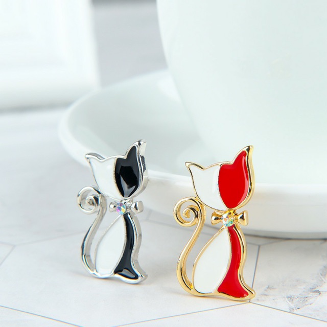 Trâm cài áo con mèo đỏ đen 1012