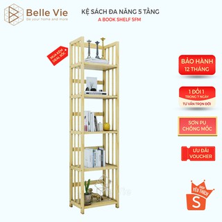 Kệ sách, kệ đa năng gỗ tự nhiên 5 tầng ngang 42 cm nội thất hàng quốc