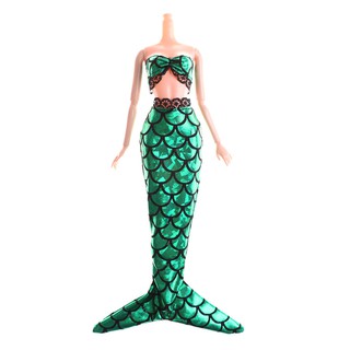 ☆VN Handmade Mermaid Tail Dress Baby Toy Party Dress Gown Skirt For Barbie Doll