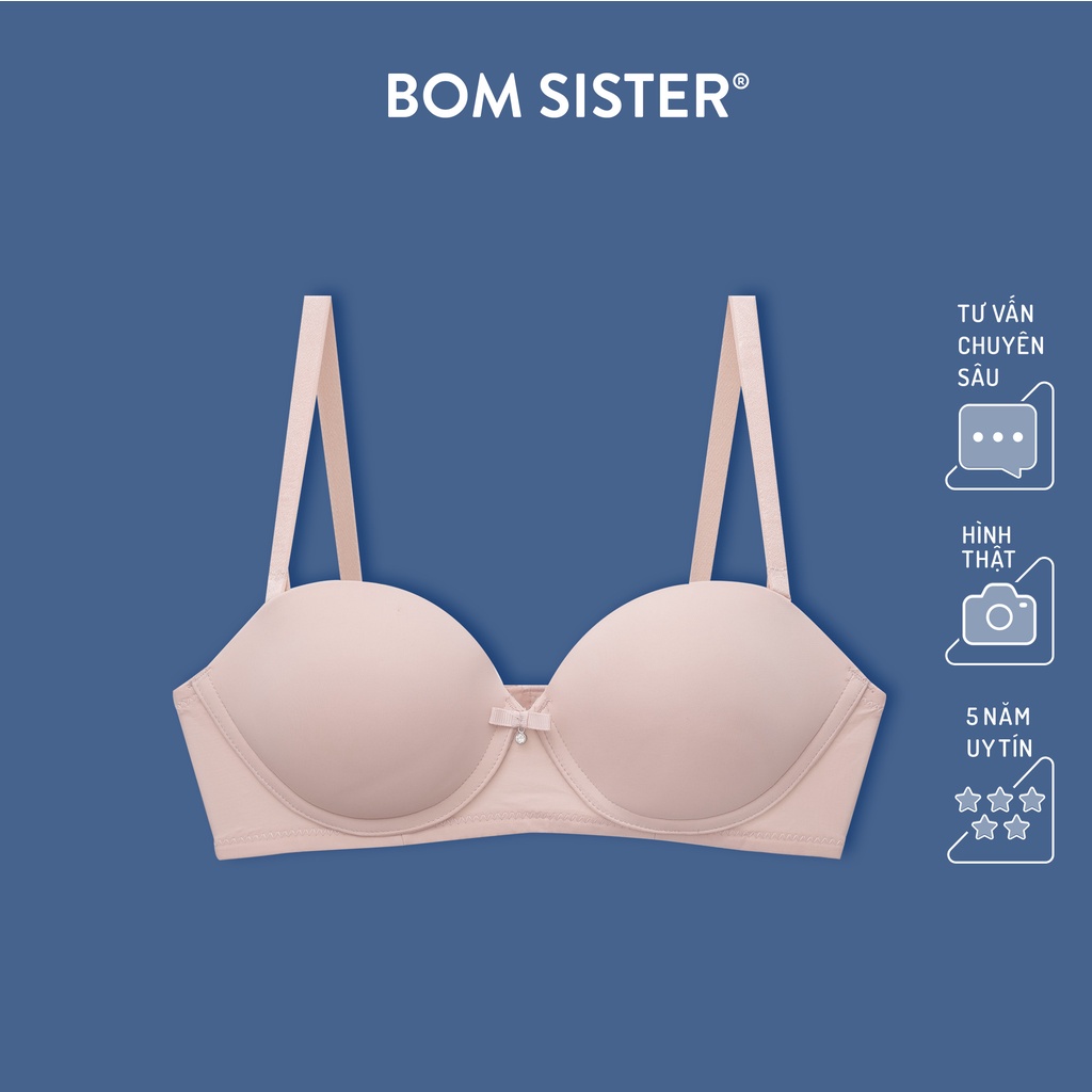 Áo lót mút vừa cup ngang không gọng thun lạnh màu trơn nâng ngực tự nhiên BOM SISTER LC2923