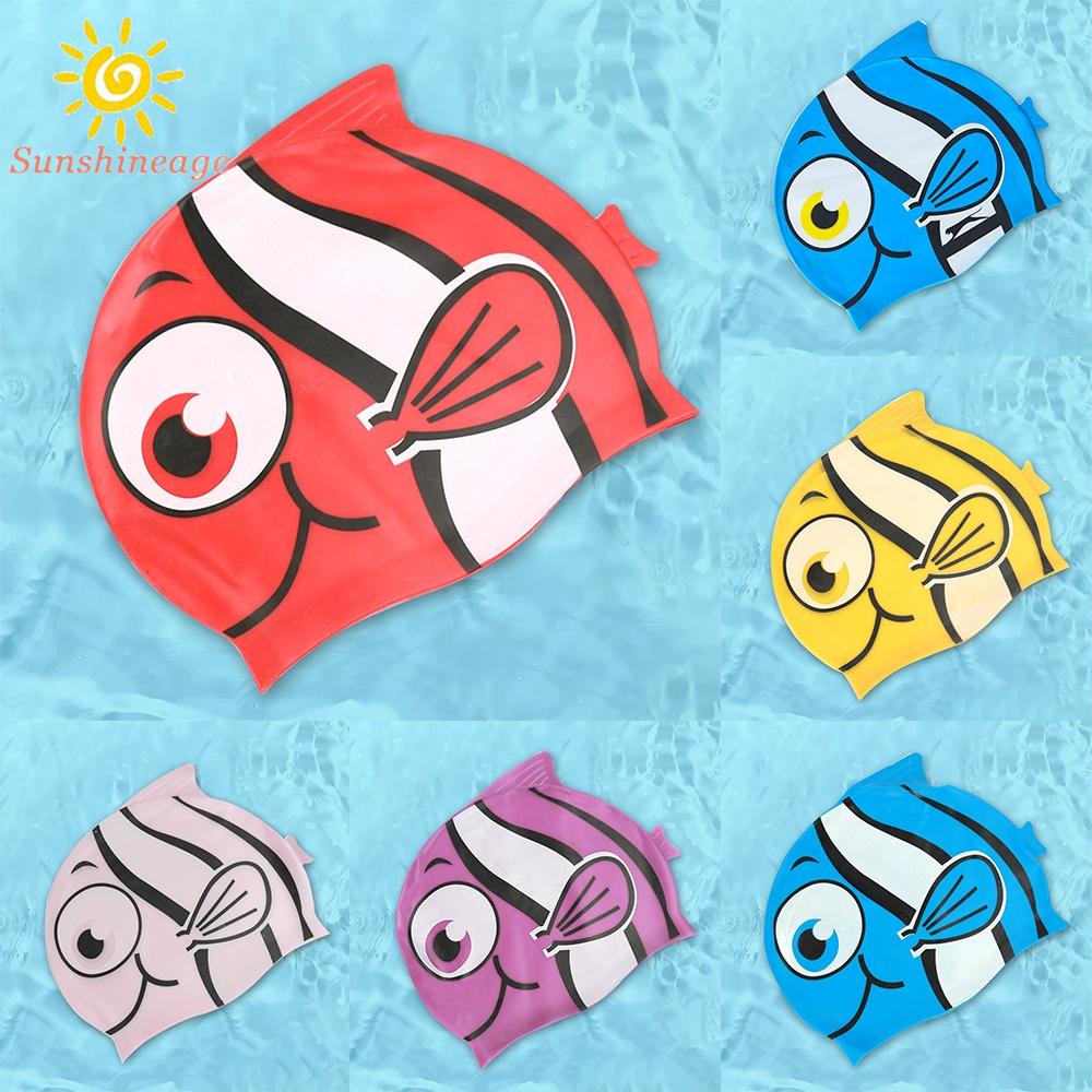 Mũ Bơi Bảo Vệ Tai Chống Thấm Nước In Hoạt Hình Dễ Thương Cho Bé