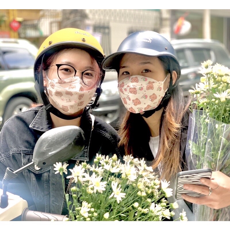 (10 Chiếc) Khẩu Trang KF94 Kháng Khuẩn Chống Bụi Mịn 4 Lớp In Hoạt Hình Đáng Yêu