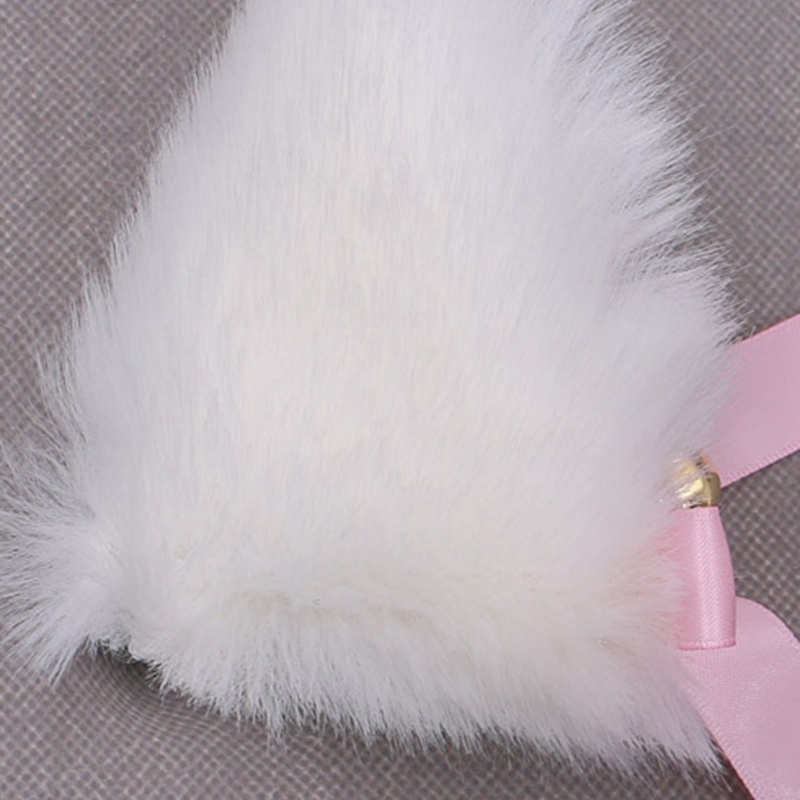 Kẹp Tóc Nơ Tai Mèo Phối Lông Hóa Trang Lolita Dễ Thương