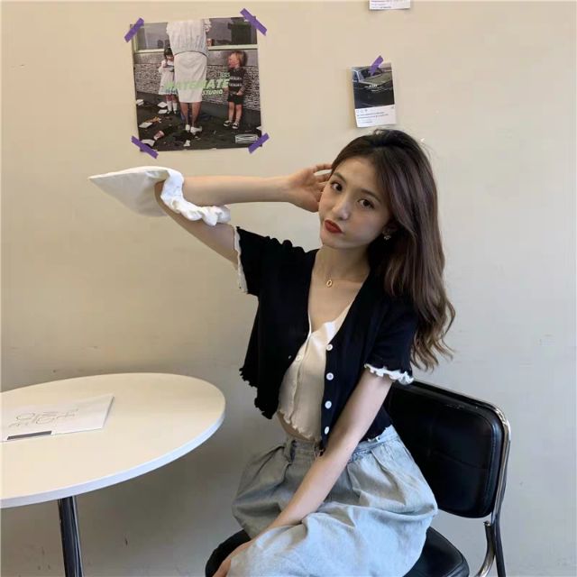Áo croptop len 2 lớp Ulzang