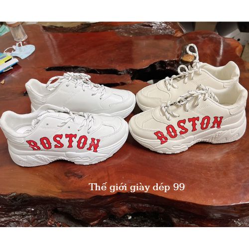 Giày boston - giày thể thao nữ  sneaker  M.L.B.NY  màu trắng và màu be giá rẻ mẫu hot trend năm 2021