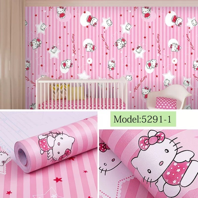 Giấy dán tường kitty-10m decal keo sẵn dài 10 mét khổ rộng 45 cm