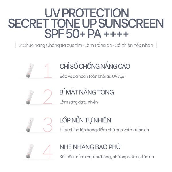 Kem chống nắng nâng tone KLAVUU UV Protection Secret  Tone up sunscreen SPF 50+PA++++ 50ml