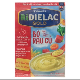 Bột ăn dặm bò rau củ RIDIELAC GOLD  - Hộp giấy 200g