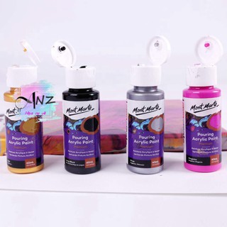 Bộ màu đổ, màu chảy Mont Marte Premium Pouring Acrylic Paint set 4 chai 60ml-Cosmic-PMPP4203 - Họa cụ Anz