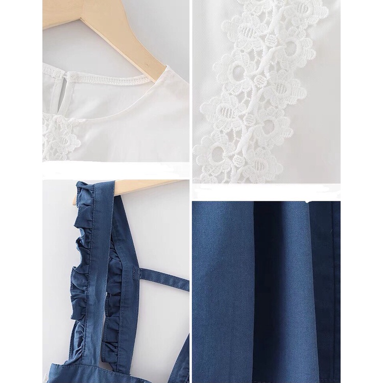 Set đầm bé gái lớn size đại  - kèm ảnh thật - màu xanh