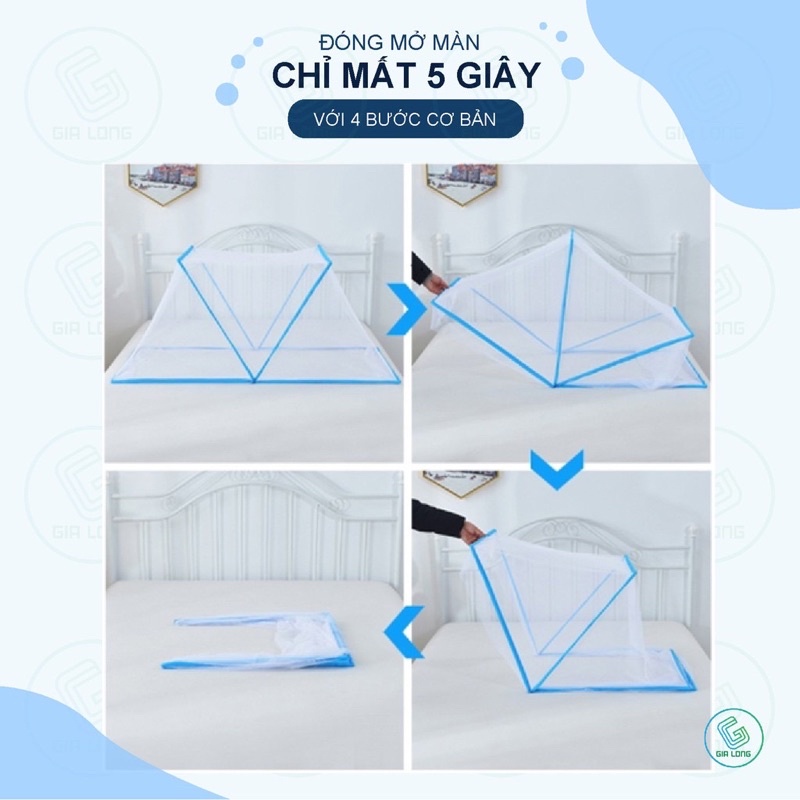 Màn chụp gấp gọn cao cấp cho giường đôi kích thước 1m6x2m