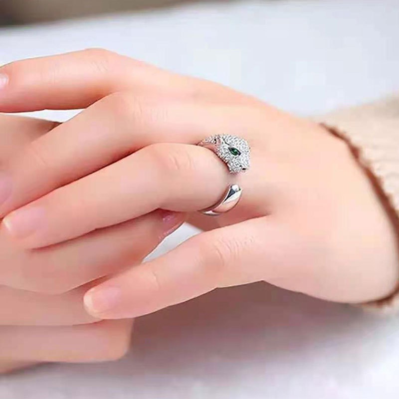 Nhẫn Hở Hình Đầu Báo Đính Đá Thời Trang Cho Nam Và Nữ