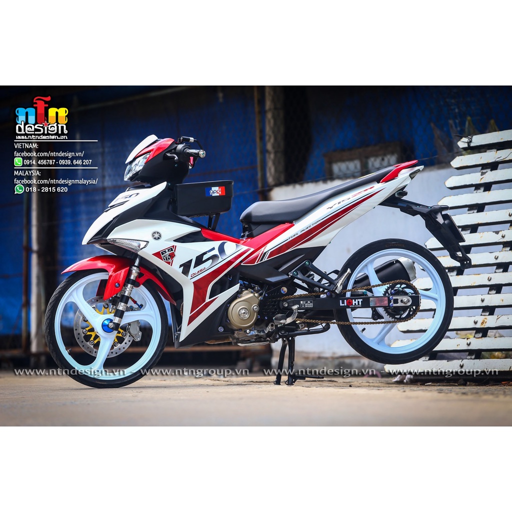 Tem rời exciter 150 trắng đỏ y15zr , tem 3 lớp cao cấp