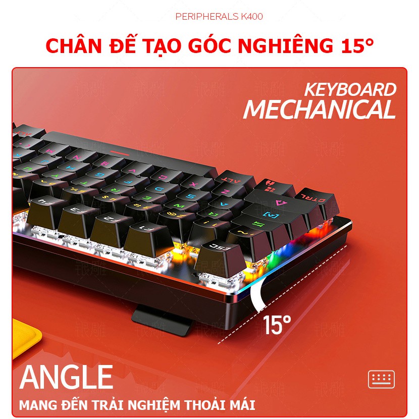 Bàn phím cơ Gaming Crack K400 gõ siêu thích, 87 phím cơ, 9 chế độ đèn LED khác nhau