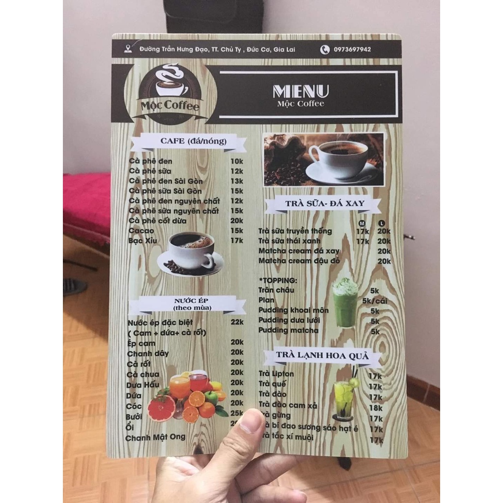 Menu cà phê - quán trà sữa - thẩm mỹ  In Bạch Dương