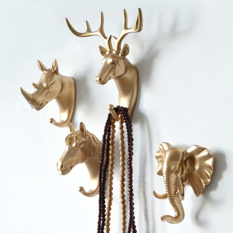 Creative  Animal Gold Hanging Hooks Holder Strong / American Hanging Hook Holder / Keys Wall Decor Home Decoration
