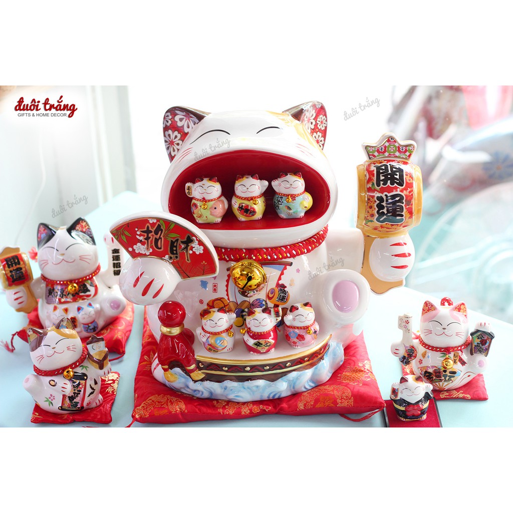 Mèo thần tài Fuyuan Há miệng 30cm "Chiêu tài - Khai Vận" - Fuyuan Trung Quốc