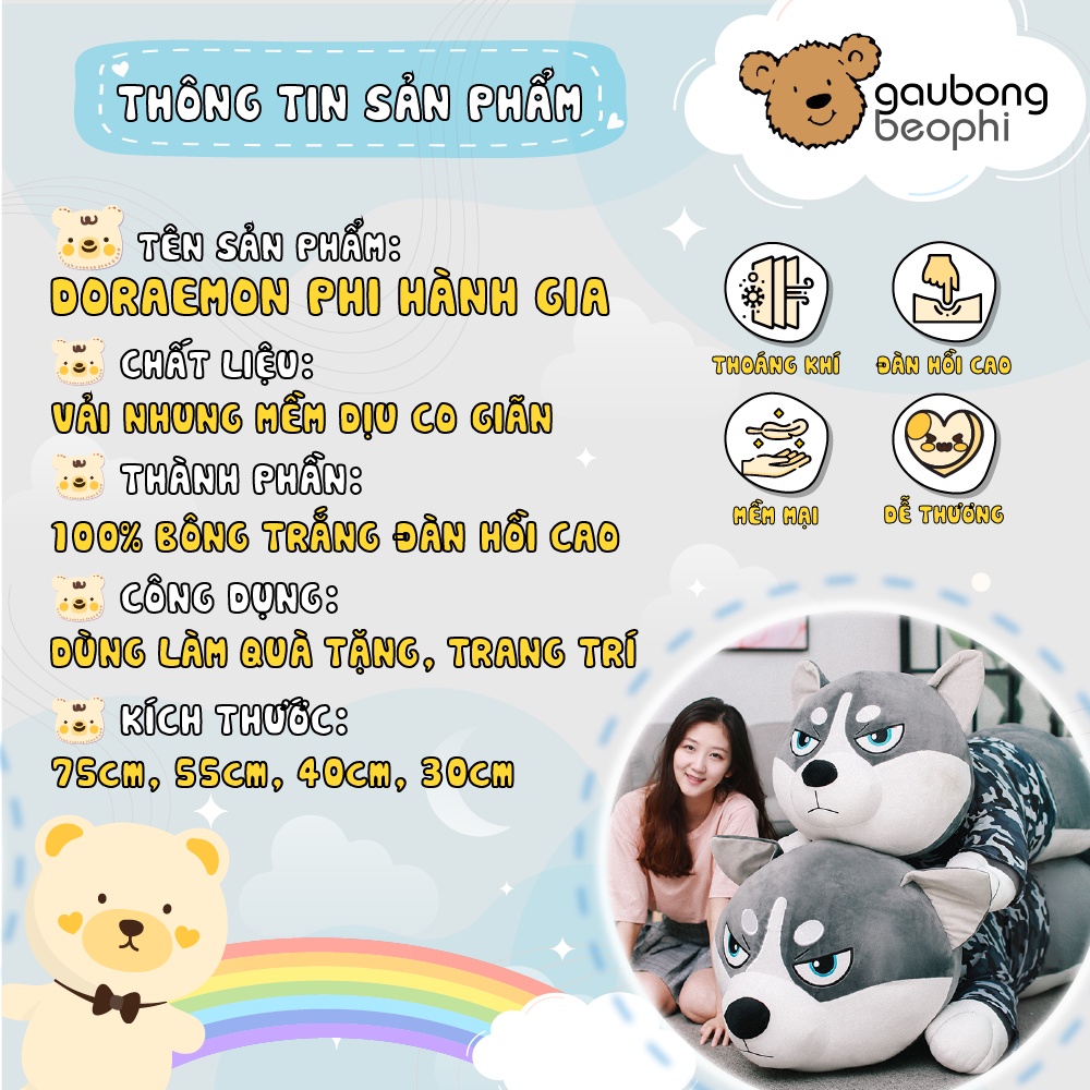 Gấu Bông Chó Husky Hàng Cao Cấp Siêu Đáng Yêu Cute - Vải Mịn Gòn Cao Cấp An Toàn Cho Bé Gấu Bông Béo Phì
