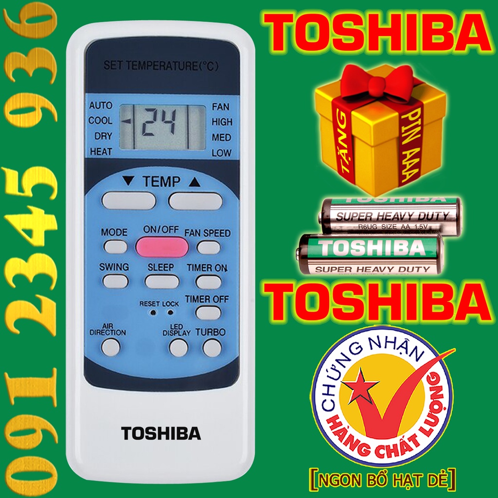 Remote Điều khiển cho Điều hòa Máy lạnh TOSHIBA &quot;HÀNG ĐẸP''. (Mẫu số 5)