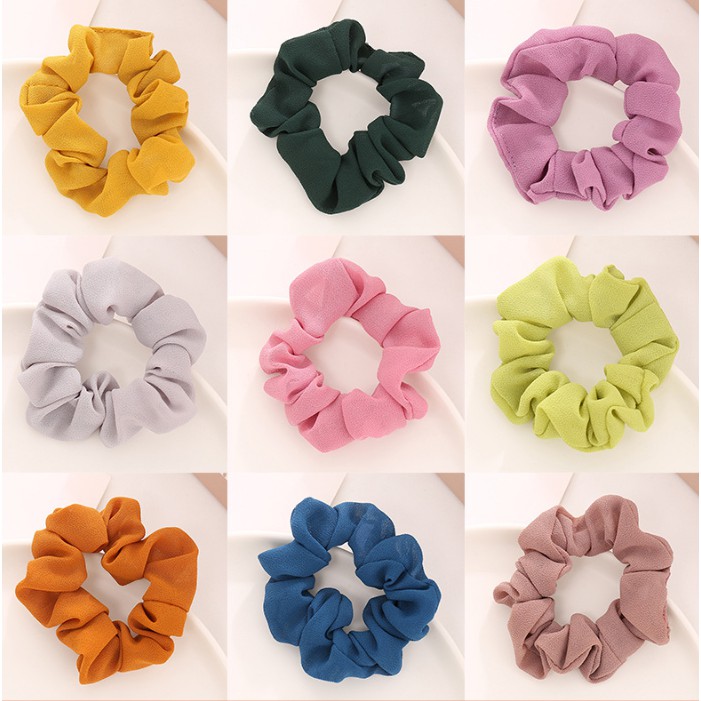 Dây buộc tóc scrunchies, dây cột tóc chun buộc tóc nữ màu trơn dễ thương thời trang Hàn Quốc P63 - VHT SHOP