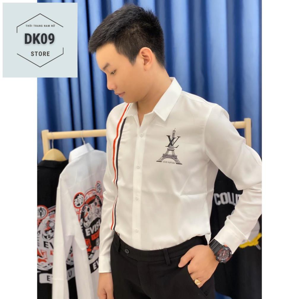 Áo Sơ Mi Dài Tay Cặp Đôi Nam- Nữ Thêu Tháp Eiffel | BigBuy360 - bigbuy360.vn