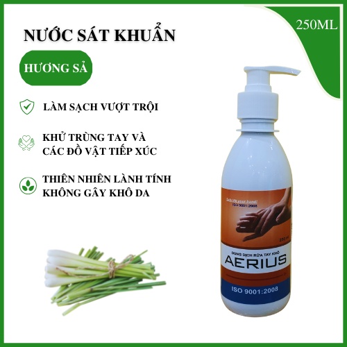 Nước xịt sát khuẩn, Nước Rửa Tay Khô Sát khuẩn AERIUS (Chai 250ml)