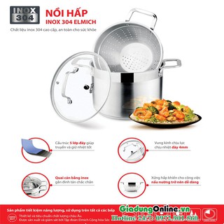 Nồi hấp inox Elmich EL3360 22cm dùng cho mọi loại bếp