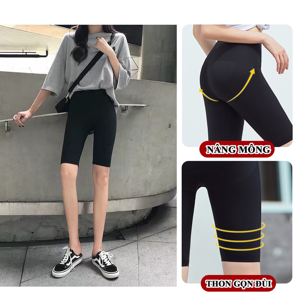 Quần Legging Lửng Nữ, Quần Đùi Ngố - Nâng Mông - Tôn Dáng - Quần Biker Ôm Tập Gym Dáng Ngắn - SINB.STORE