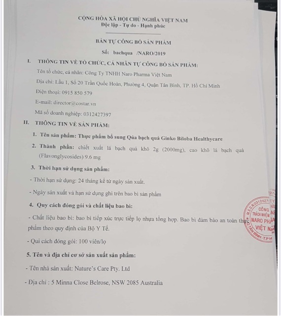 Bỗ não Ginkgo Biloba 340 viên mỹ date 2025