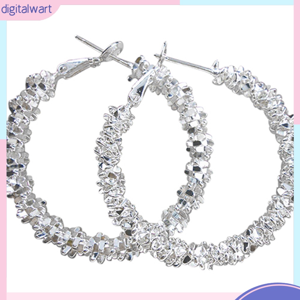 Đôi bông tai khoen tròn mạ bạc thời trang nữ