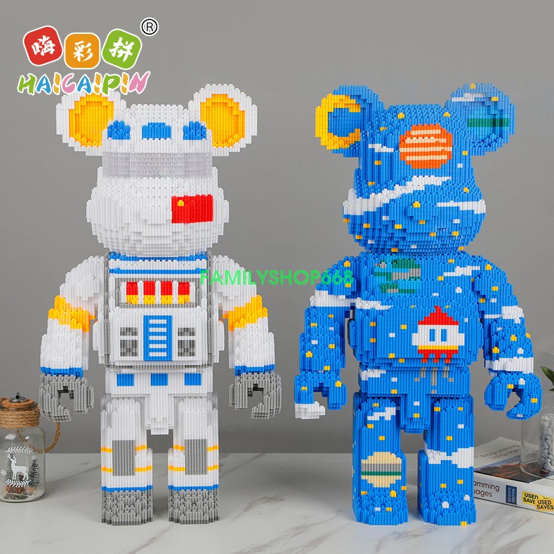 Xếp hình lắp ráp Le go tượng gấu bearbrick cỡ 55cm  bear brick LOL Jinx League XINZAI phi hành gia trang trí sang trọng