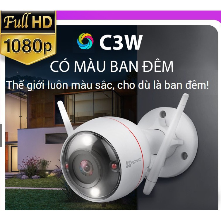 Camera Ezviz C3W 1080P có màu ban đêm- Kết nối Wifi,Lan (BH 24T)
