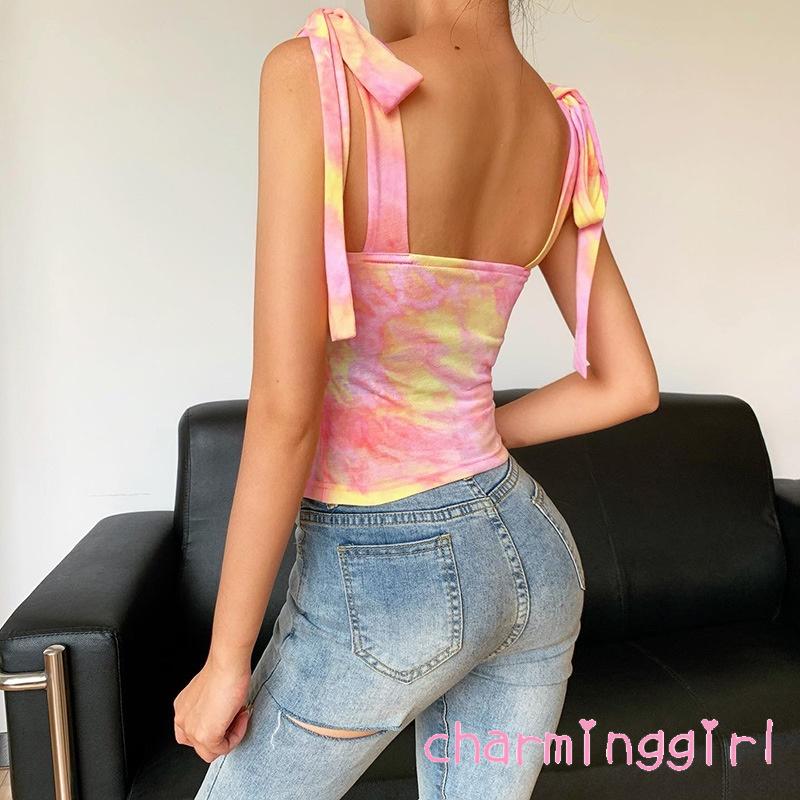 Áo Ống In Họa Tiết Nhuộm Màu Thời Trang Dành Cho Nữ