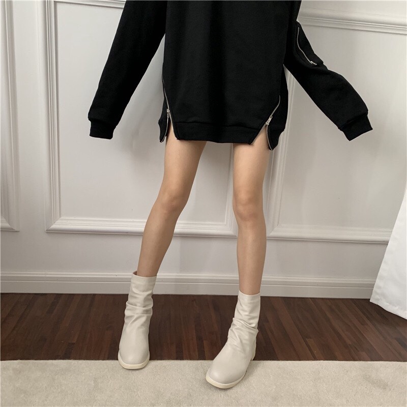 [Sẵn Kho} Boot Lửng Cổ Nhăn Khóa Sau Siêu Hót (Chất Da mềm Form Rộng) X25_1017 | BigBuy360 - bigbuy360.vn