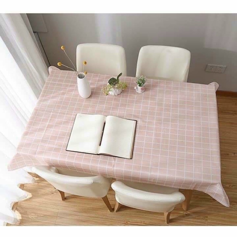 Khăn trải bàn kẻ caro nhựa PVC chống thấm nước, không mùi, không phai màu, vintage trang trí bàn ăn cao cấp