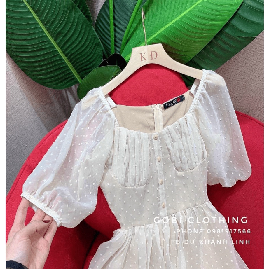 (Mẫu Mới) Đầm Voan Hột Cổ Trò Rộng Dáng Xòe UP HHP