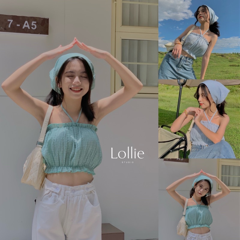 Áo yếm vải nhún kèm turban TKA281 LOLLIE STUDIO