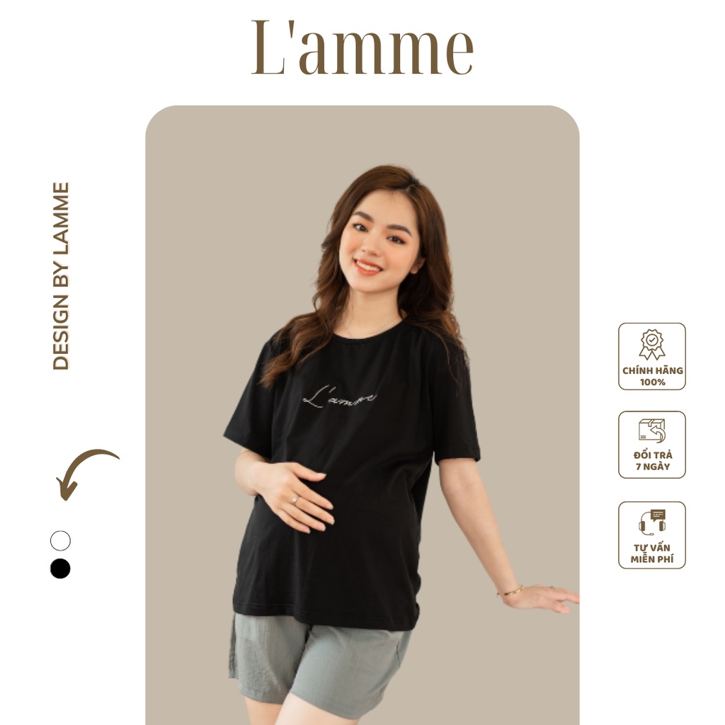 Áo phông bầu L'amme T-shirt chất cotton thấm hút mồ hôi mặc được sau sinh by LAMME