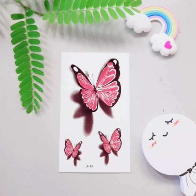 Hình xăm bướm j14. Xăm dán tatoo mini tạm thời, size &lt;10x6cm