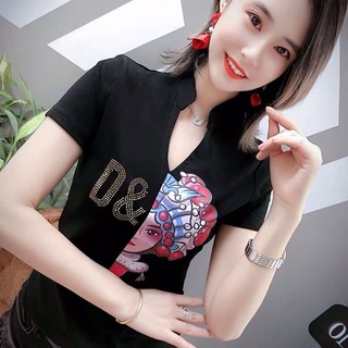 Áo thun tay ngắn cổ chữ v dáng ôm thời trang trẻ trung