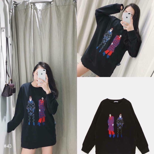 Áo nỉ da cá màu đen