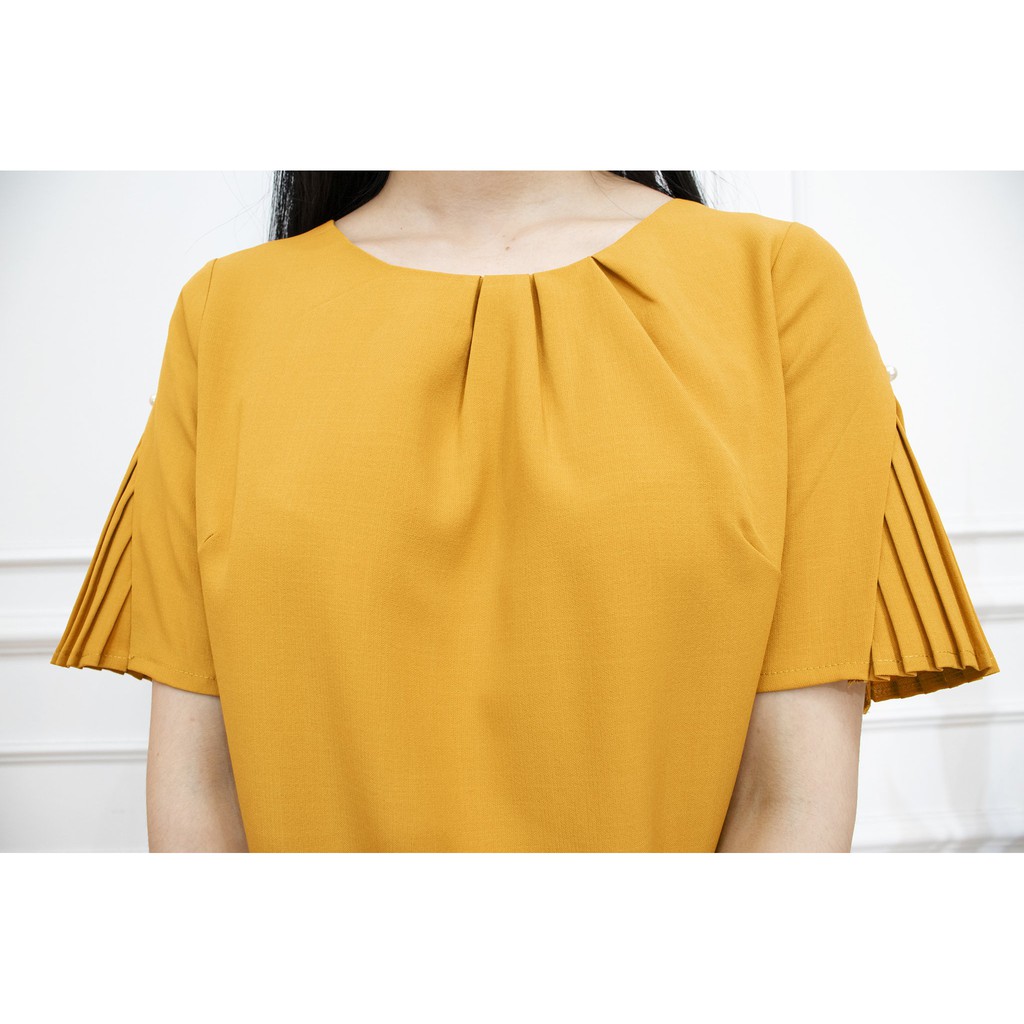 Đầm công sở cao cấp AMYRA xếp ly chất vải cotton lạnh mềm mại - đầm trung niên sang trọng da111 | BigBuy360 - bigbuy360.vn