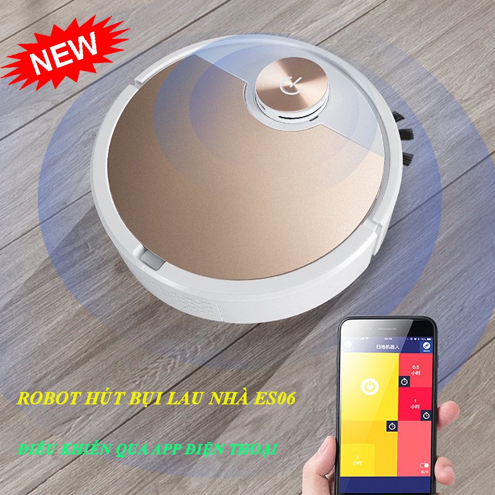 Máy Hút Bui, Robot Hút Bụi Lau Nhà ES06. Lực Hút Mạnh Mẽ, Cảm Biến 1 Chạm, Điều Khiển Qua App, Bảo Hành 12 Tháng!