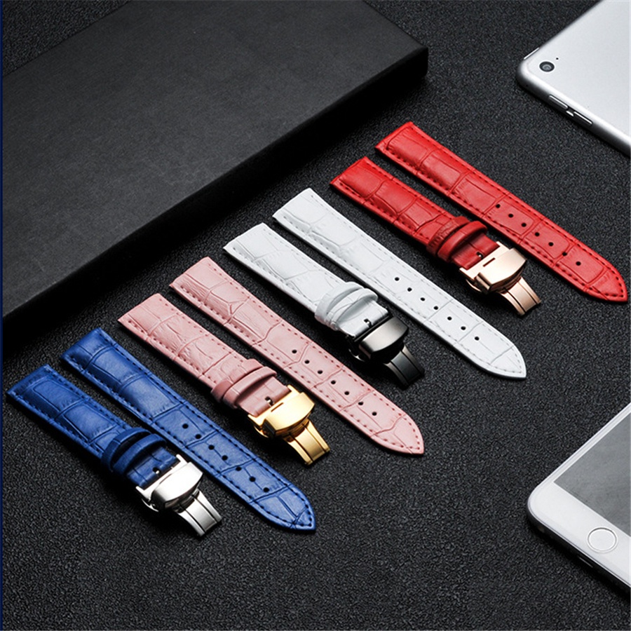 Dây Đeo Đồng Hồ Bằng Da 18 / 20 / 22 / 24mm Dành Cho Nam Và Nữ