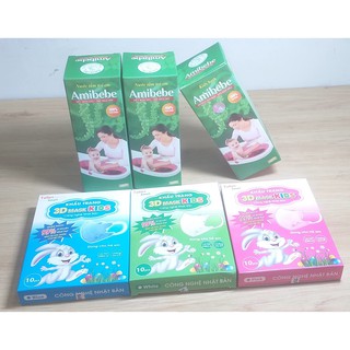 [COMBO] Mua 3 Nước Tắm Thảo Dược Amibebe 250ml + Tặng 1 khẩu trang em bé 3D Kids Tulip.Hộp 10 cái,có 3 màu tự chọn