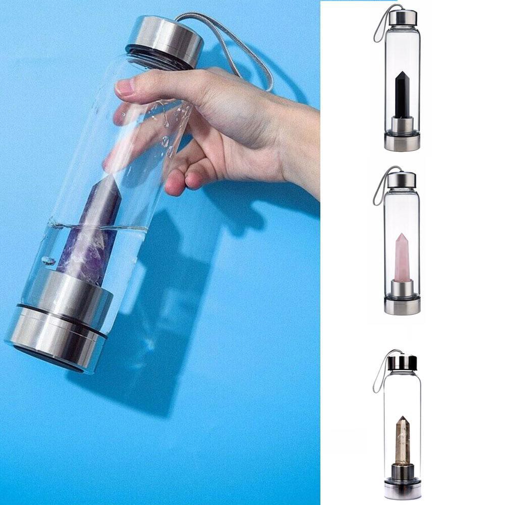 Bình đựng nước lõi đá thạch anh tự nhiên Reiki V9O7 Wand He I2M3'