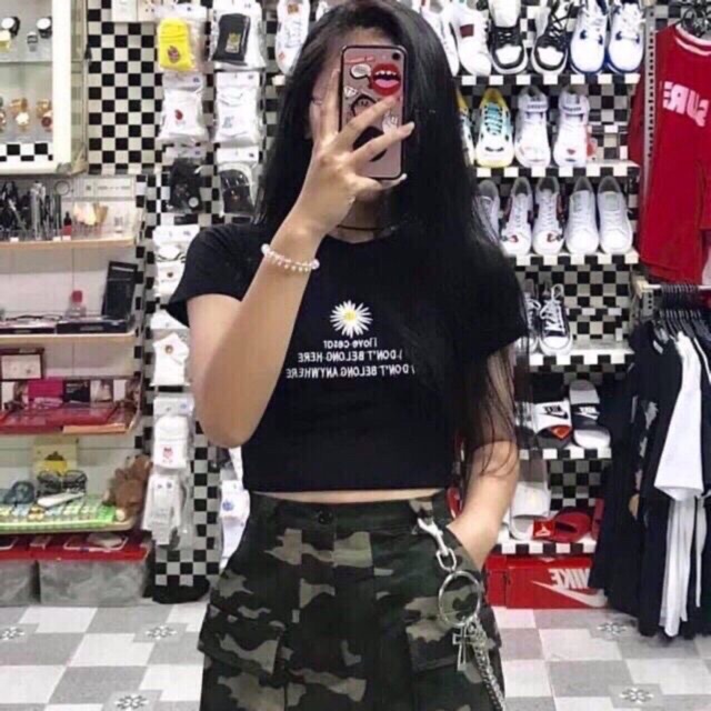 ÁO CROPTOP THÊU HOA CÚC A2-HCC